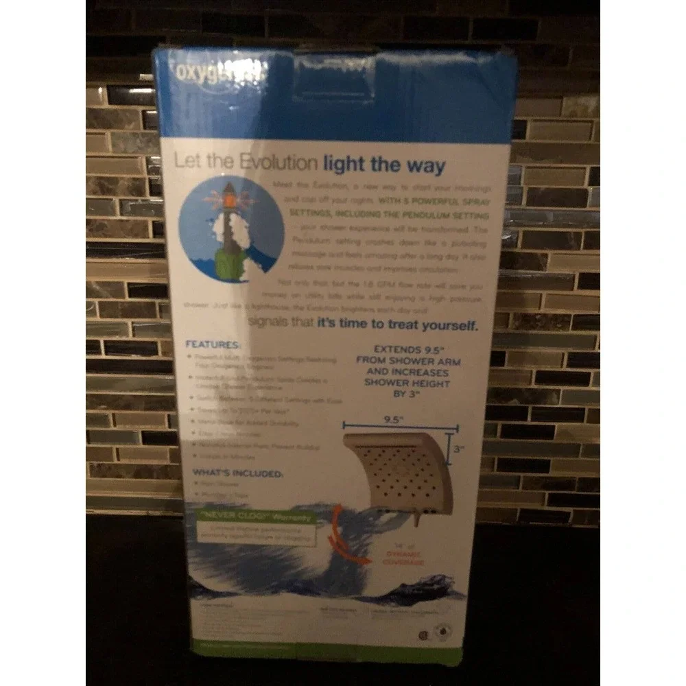 Oxygenics Pure‎ Evolution Rain Shower Head Genius Oxygen-Infused - NEW